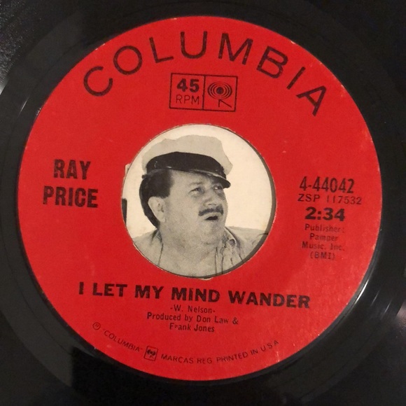 Ray Price I Let My Mind Wander Vinyl 45 Record '67 - Picture 3 of 4